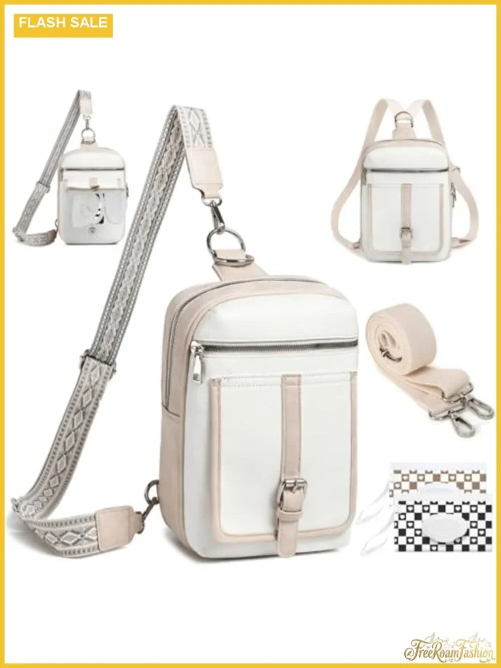 Mini Diaper Bag Crossbody with Wipes Pocket Hands-Free